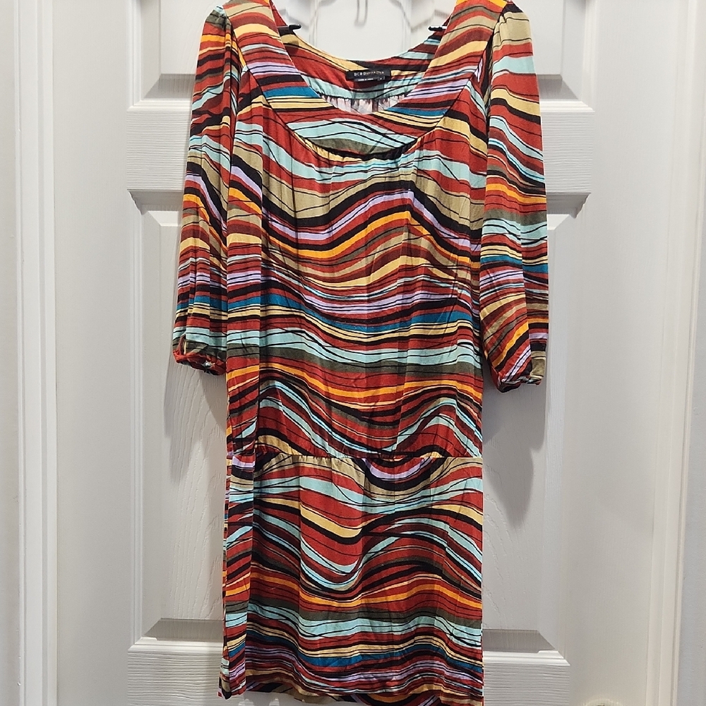 BCBGMaxAzria Colorful Striped Long Sleeve Dress